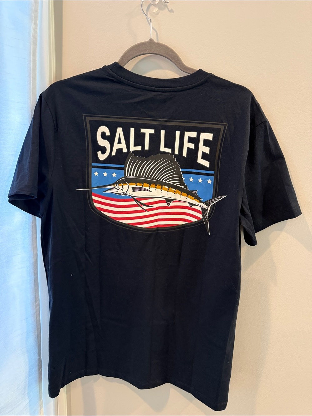 Salt Life Navy Short Sleeve Tee with Yellow Accent